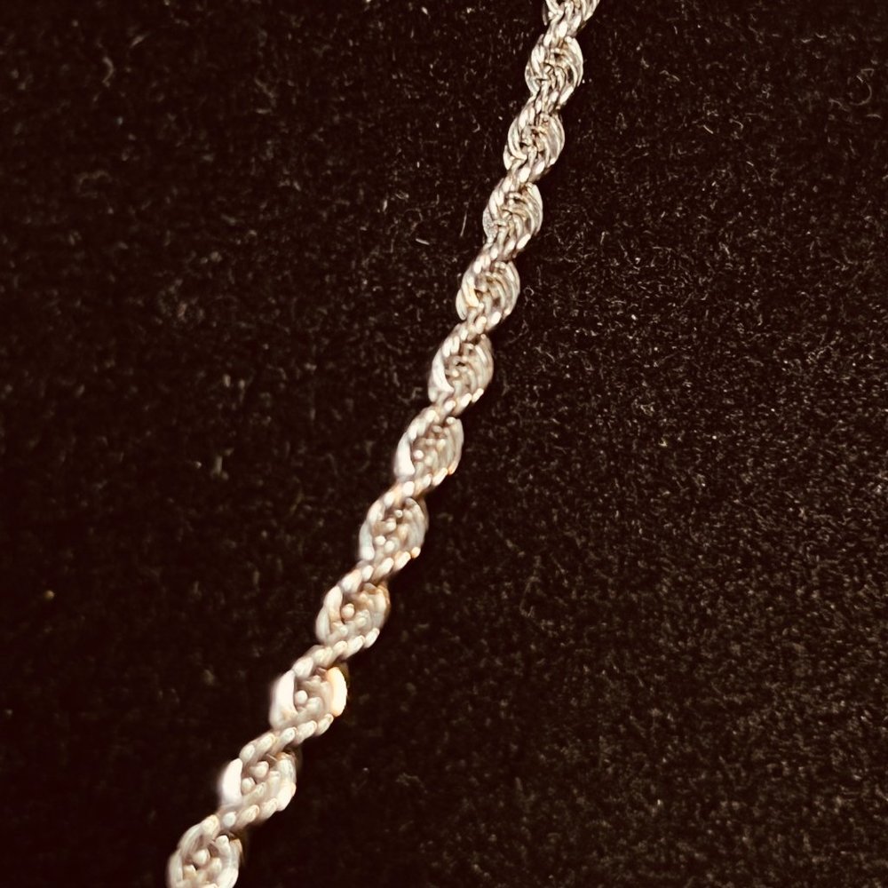 Monet Silver Tone Rope Chain Necklace 16" (3847) - Picture 4 of 6